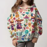 girls creative mexican style painting pattern long sleeve hoodies