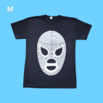 men, black printed t shirt, el santo mask