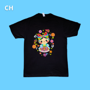 women, black printed t shirt, lele dolls