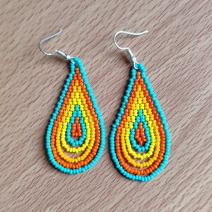 handmade mexican earrings, chaquira beads, yellow