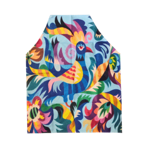 linen apron with mexican bird and flower design