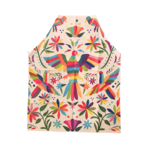 linen apron with mexican bird and flower design