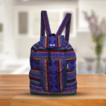 traditional mexican colorful embroidered backpack, sky blue
