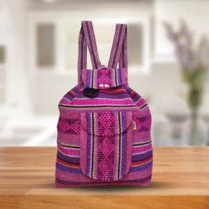 traditional mexican colorful embroidered backpack, purple