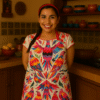 linen apron with mexican bird and flower design (copy)