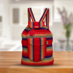 traditional mexican colorful embroidered backpack, red