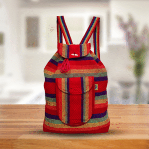 traditional mexican colorful embroidered backpack, red