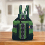 traditional mexican colorful embroidered backpack, green