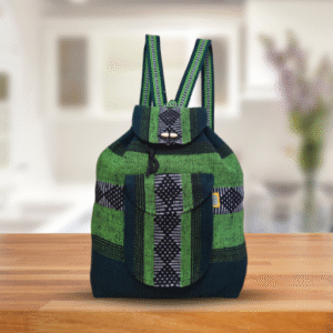 traditional mexican colorful embroidered backpack, green
