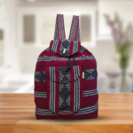 traditional mexican colorful embroidered backpack, red wine