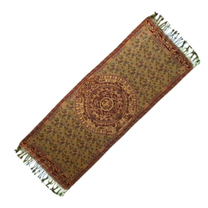 aztec calendar shawl (rebozo) in lith green color