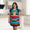 zarape apron with la borracha loteria mexican design