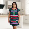zarape apron with el diablito loteria mexican design
