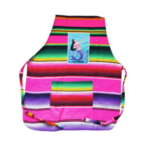 zarape apron with sirena loteria mexican design