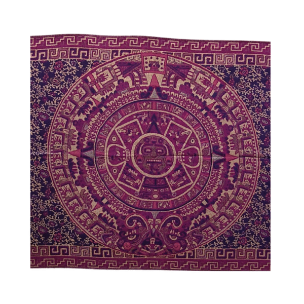 aztec calendar shawl (rebozo) in navy color