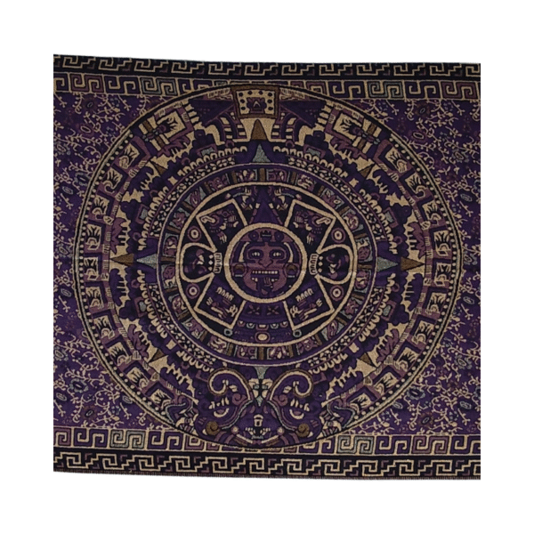 aztec calendar shawl (rebozo) in purple color