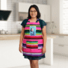zarape apron with sirena loteria mexican design